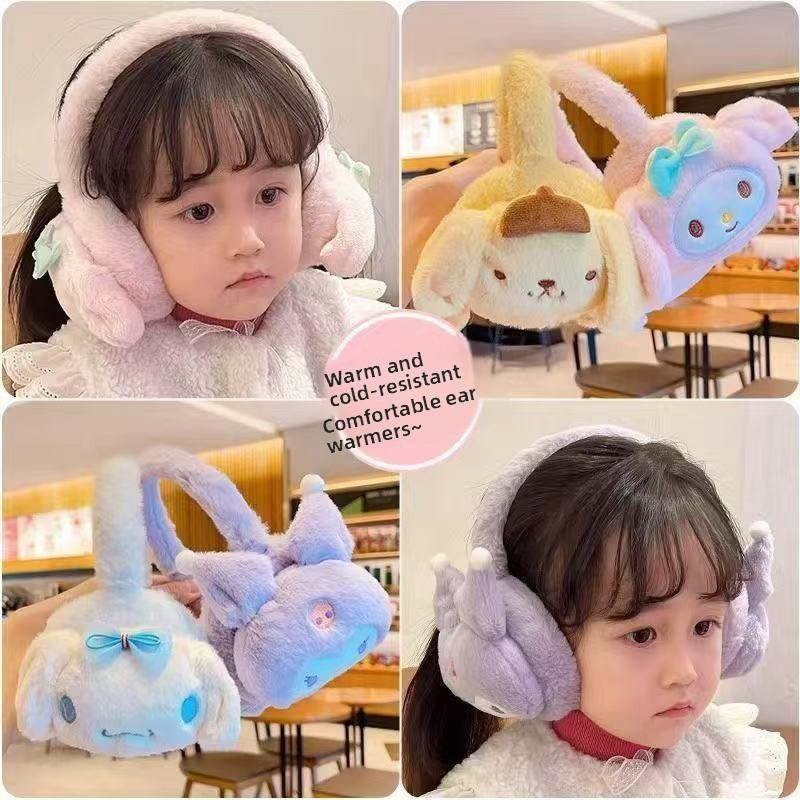Милые мультяшные зимние женские студенческие меховые наушники Sanrio для езды на велосипеде, противохолодные плюшевые наушники, обертки для ушей, грелки для ушей