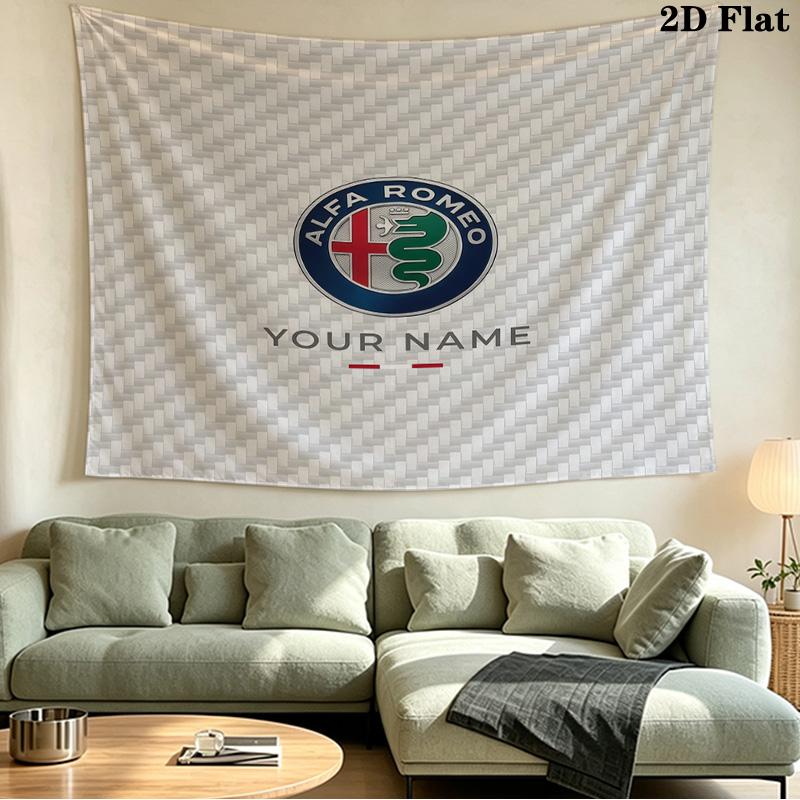 Custom Name Alfa Romeo Printed Tapestry – Wall Hanging for Bedrooms, Dorms, and Home Decor