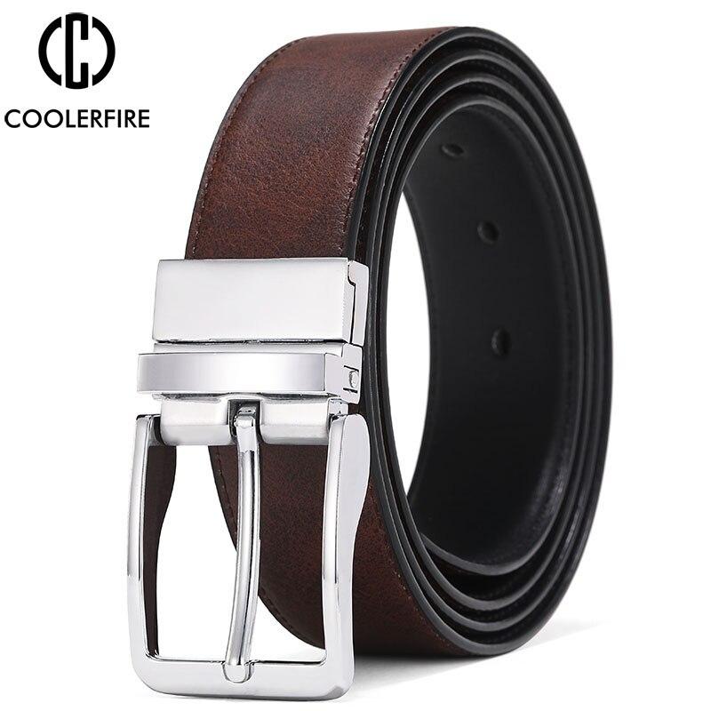 Новый ремень, мужские ремни из натуральной кожи для мужчин, ремень из натуральной кожи с вращающейся пряжкой, мужские двусторонние повседневные джинсы, мужской ремень HQ113