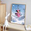 Disney Diamond Painting Kit DIY Round Home Wall Decor Adult Handmade Gift Minnie Winter Skiing Fun Snowflakes Sparkling Art (129 characters)