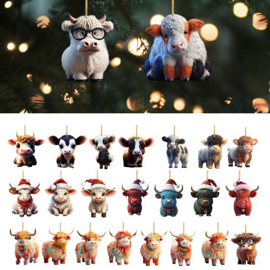 Yousheng Highland Cow Ornaments Advent Calendar 2025 24 Days Christmas Countdown Calendar with Cartoon Cows Ornament for Xmas Tree Decor