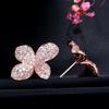 WWJ Clover Flower, маленькие серьги-гвоздики цвета розового золота с цирконием для девочек