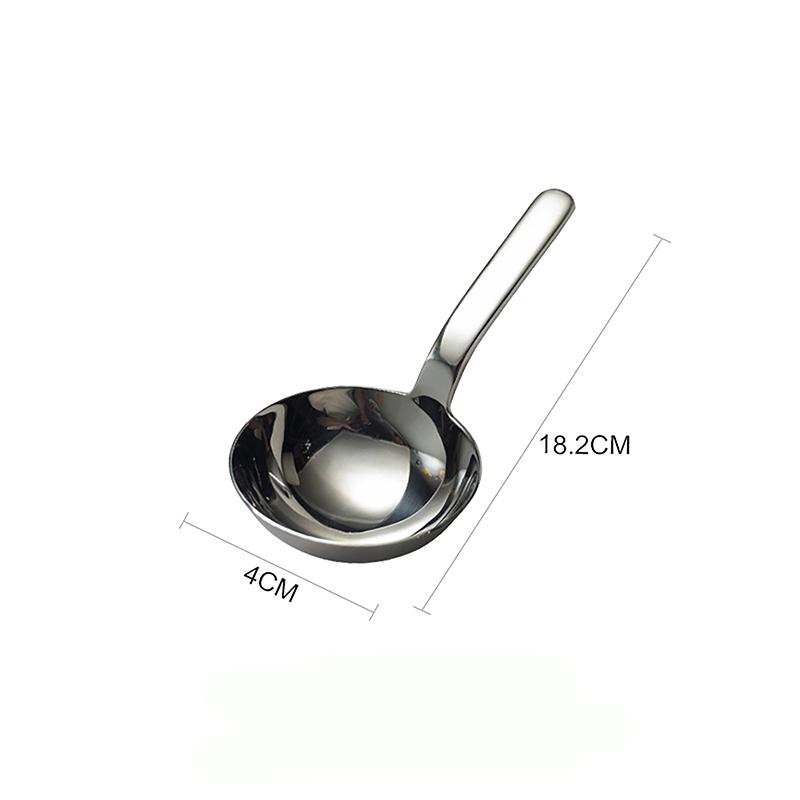 Kitchen Tableware 304 Stainless Steel Short Handle Large Round Spoon Big Head Soup Spoon Dividing Spoon Rice Noodle Spoon