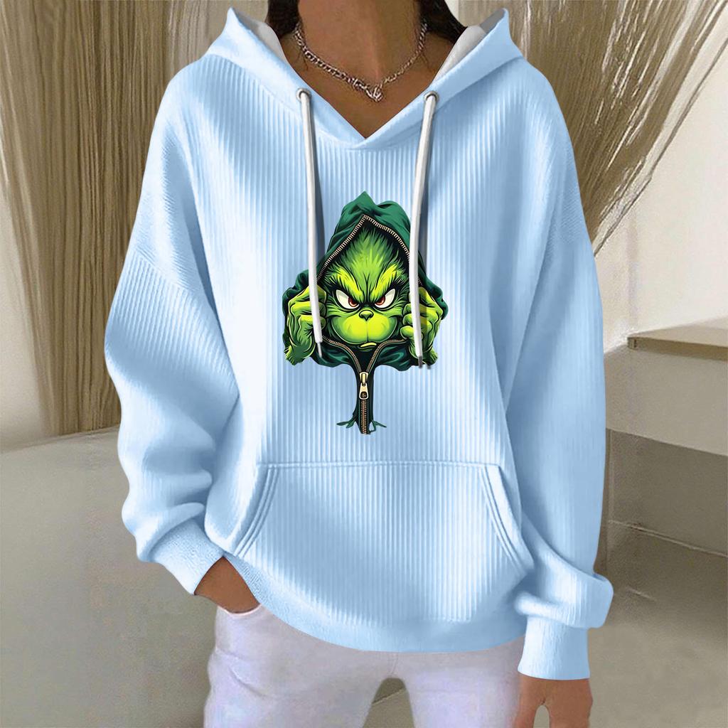 Женская модная повседневная толстовка с длинными рукавами и принтом рождественского ангела