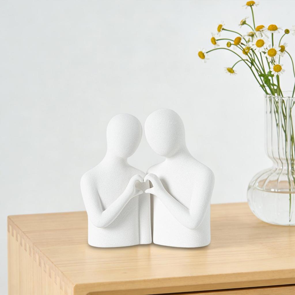 Abstract Couple Statue Desktop Ornament Desk Collection Lover Sculpture Heart Gesture Figurine for