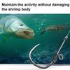 Yousheng 10Pcs Live Shrimp Fixing Hook Heavy Duty Carbon Steel Barbed Fishhook with Hole Freshwater Saltwater Fishing Hook Fishing Accessories
