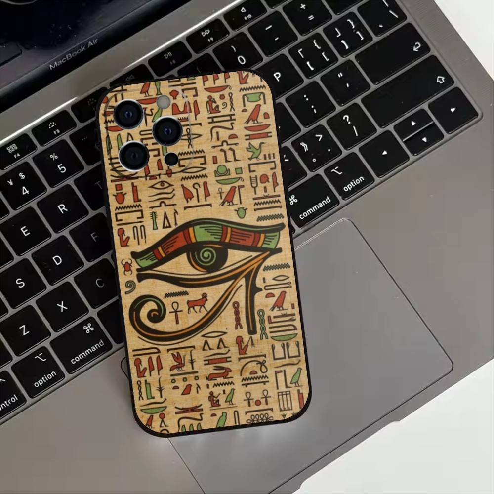 Чехол для телефона с муралом египетского фараона для iPhone 17,16,15,14,13,12,11 Plus,Pro Max,XS,Мягкий силиконовый черный чехол
