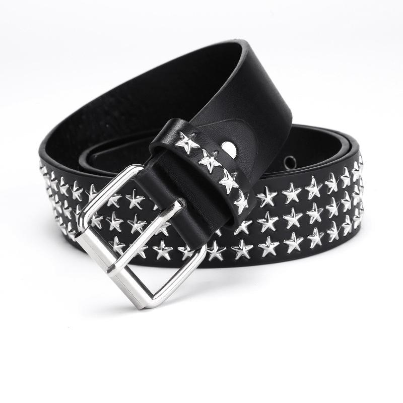 Personalised Punk Studded Belt with Star Pattern Women's Trendy Jeans Accessories Fashion and Versatile Student Belt