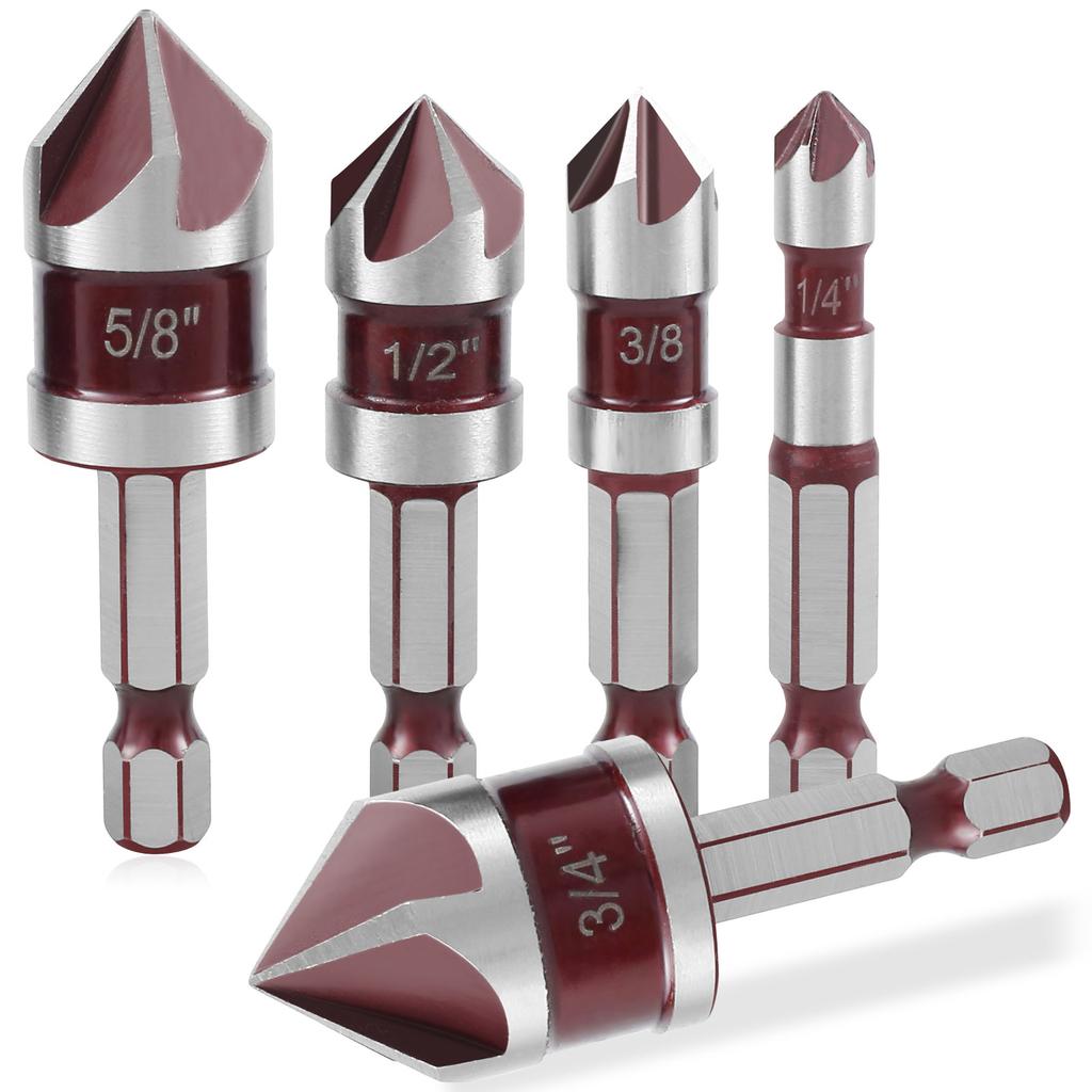 Набор из 5 шт. кобальтовых сверл M35 Precsie с шестигранным хвостовиком, зенковочное сверло, набор с углом 82°, многофункциональное кобальтовое зенковочное сверло M35