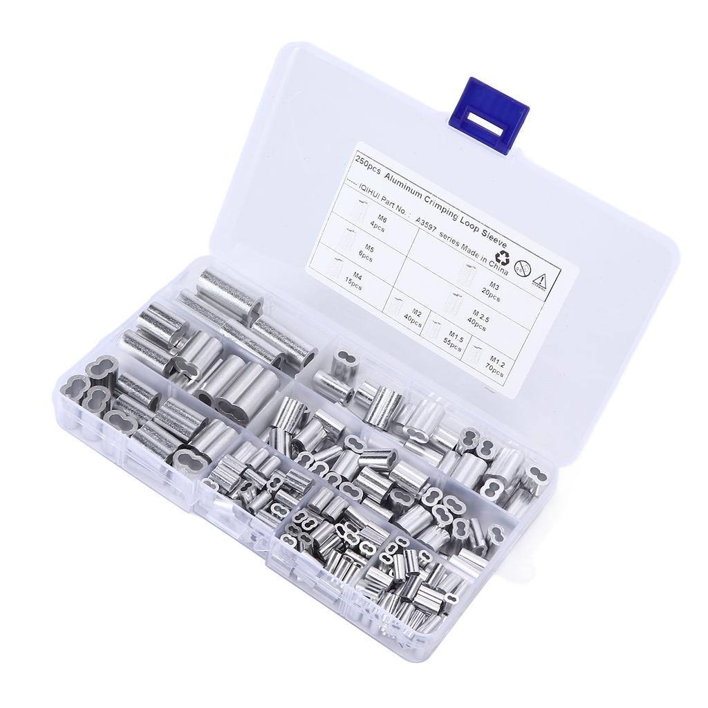 250 шт./набор алюминиевых кабельных наконечников 8 отверстий двухствольные обжимные петли-гильзы для троса для RV