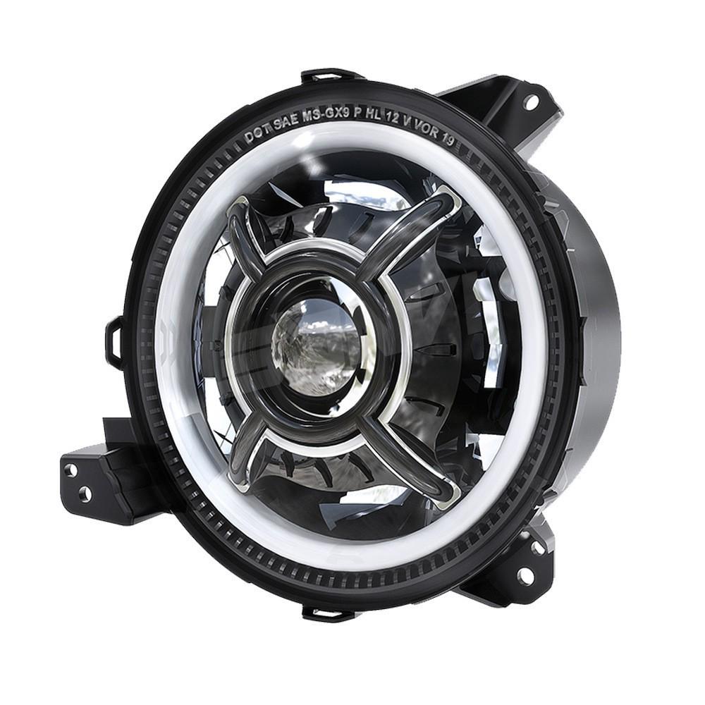 Светодиодная Bi-Beam линзованная фара 9 дюймов Tri-Beam в сборе для Jeep Wrangler JL