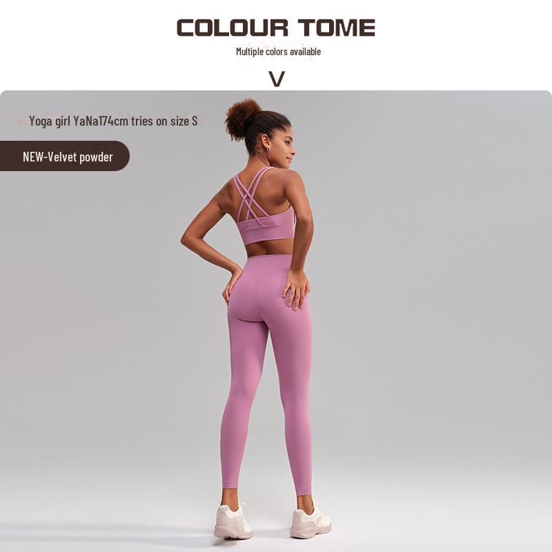 Европейский американский костюм для йоги с перекрестными спинами: Спортивный бюстгальтер для похудения и фитнес-брюки с карманами No-Line