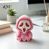 Dark Decor for Office Desk Halloween Ghost Statue, Cartoon Skeleton Sculpture, 3D Printed Textures Novelty Gift Horror Fans Compact Skull Ornament