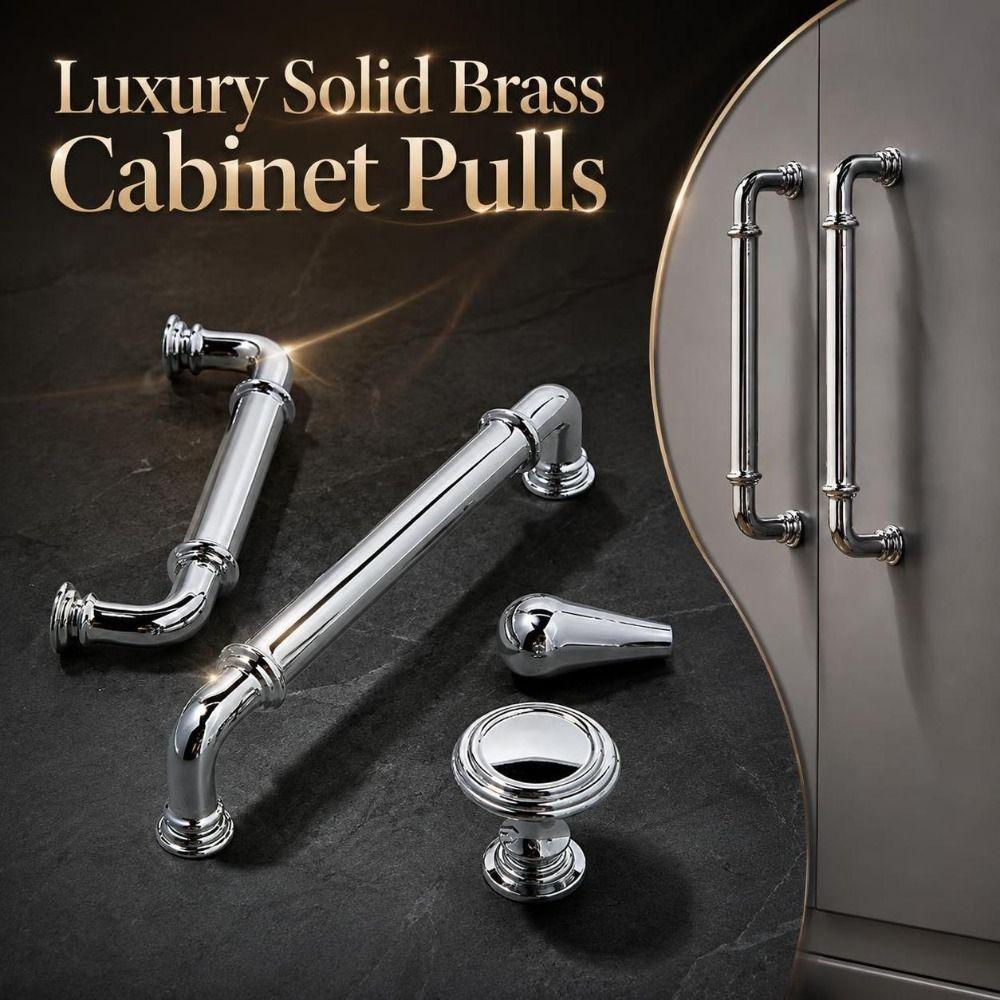 Anti Rust Brass Cabinet Pulls Polished Cabinet Knob Hardware Drawer Handles Furniture Cabinets