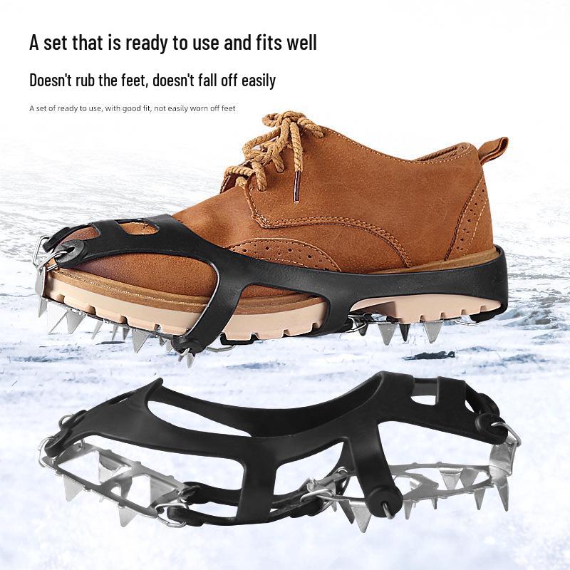 Stainless Steel 18-Tooth Ice Cleats: Non-Slip Shoe Covers for Snow, Mud, Climbing, and Mountaineering.