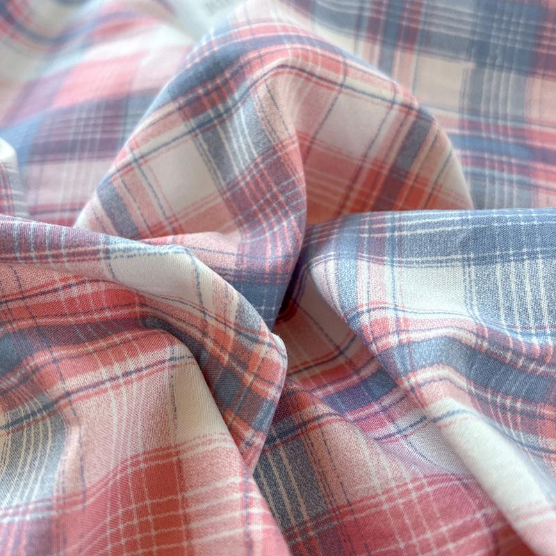 Стираный, приятный для кожи комплект постельного белья простыня наволочка пододеяльник решетка