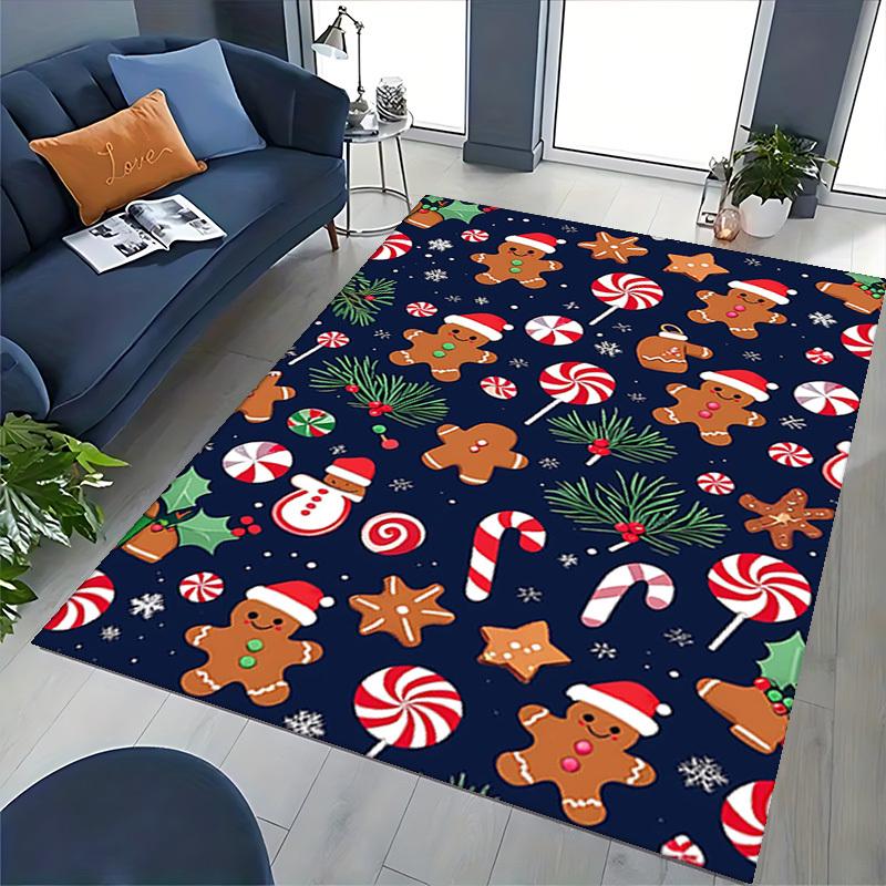 Christmas Gingerbread Man Chair Mat - Anti-Slip Rug for Office, Home Decor, Living Room, Bedroom, Game Room & Dormitory Carpet (Anime Cartoon Design)