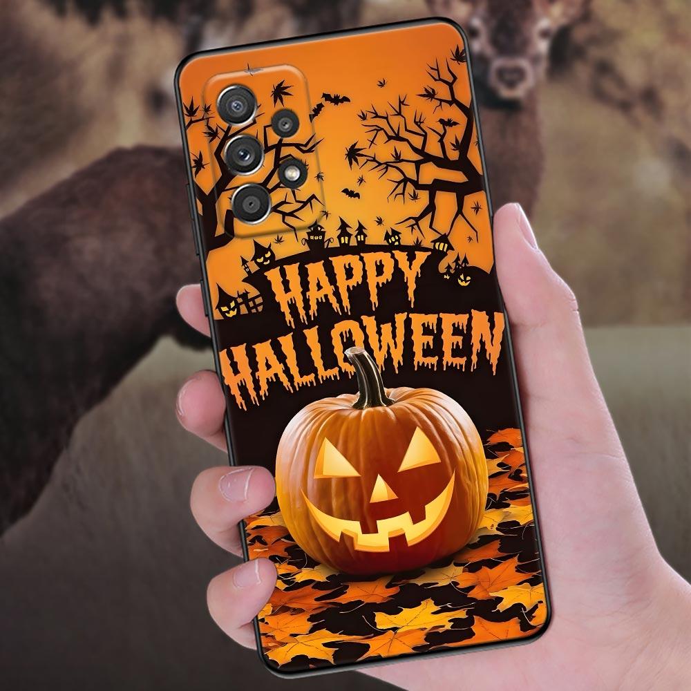 Счастливого Хэллоуина Чехол с Котом и Тыквой для Телефона A56 5G Для Samsung Galaxy A56 A55 A36 A26 A16 A54 A52 A35 A34 A25 A21S A15 A06 Мягкий Чехол