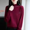 Autumn/Winter Rhinestone Semi-High Neck Knitted Sweater Top for Women
