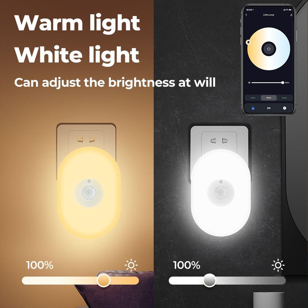 WiFi Smart LED Night Light PIR датчик движения Plug-in Wall Light Voice Control