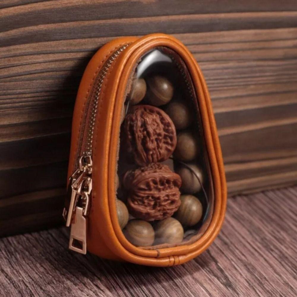 Leather Material Portable Jewelry Bag Retro Style Stylish Storage Jewelry Organizer Bag Organizer Function Transparent Design