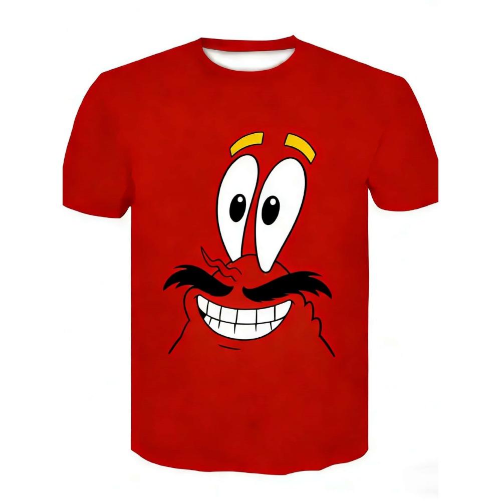 SpongeBob 3D Summer Short Sleeve Harajuku Round Neck Hip Hop Casual Kids Men Women Tshirt Adult Children's Parent Child T shirts