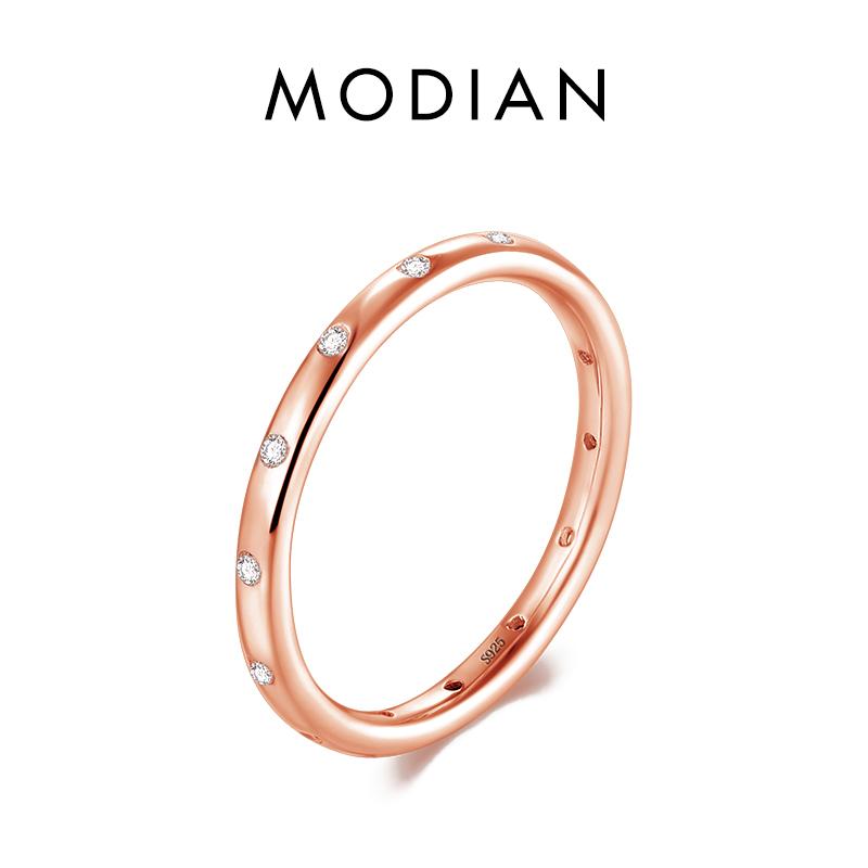 Модиановое кольцо из стерлингового серебра 925 пробы, штабелируемое кольцо, модное простое прозрачное CZ свадебное кольцо для женщин, настоящие классические ювелирные изделия