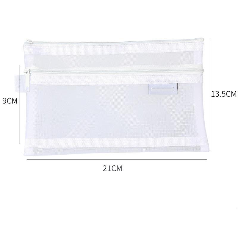 Large Capacity Simple Color Pencil Case Student Exam Series Hand Account Net Yarn Transparent Stationery Storage Supplies Bag