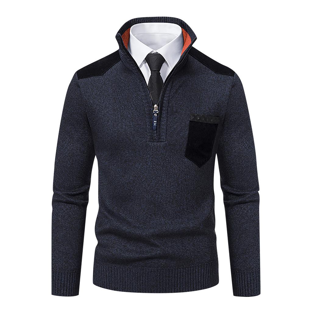 Мужская осенне-зимняя повседневная водолазка, вязаный однотонный свитер с орнаментом