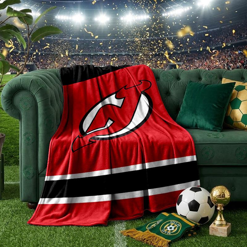 Jersey Devils Logo Throws Blanket Flannel Blankets Plush for Couch Bed Gifts for Men Women Travel picnic blanket Christmas fan gifts