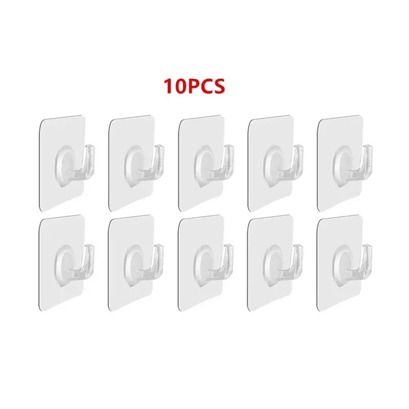 5/10/20/30/40Pcs Self-adhesive Hook Transparent Door Wall Hook Child Heavy Load Rack Kitchen Bathroom Towel Key Rack Sticky Hook