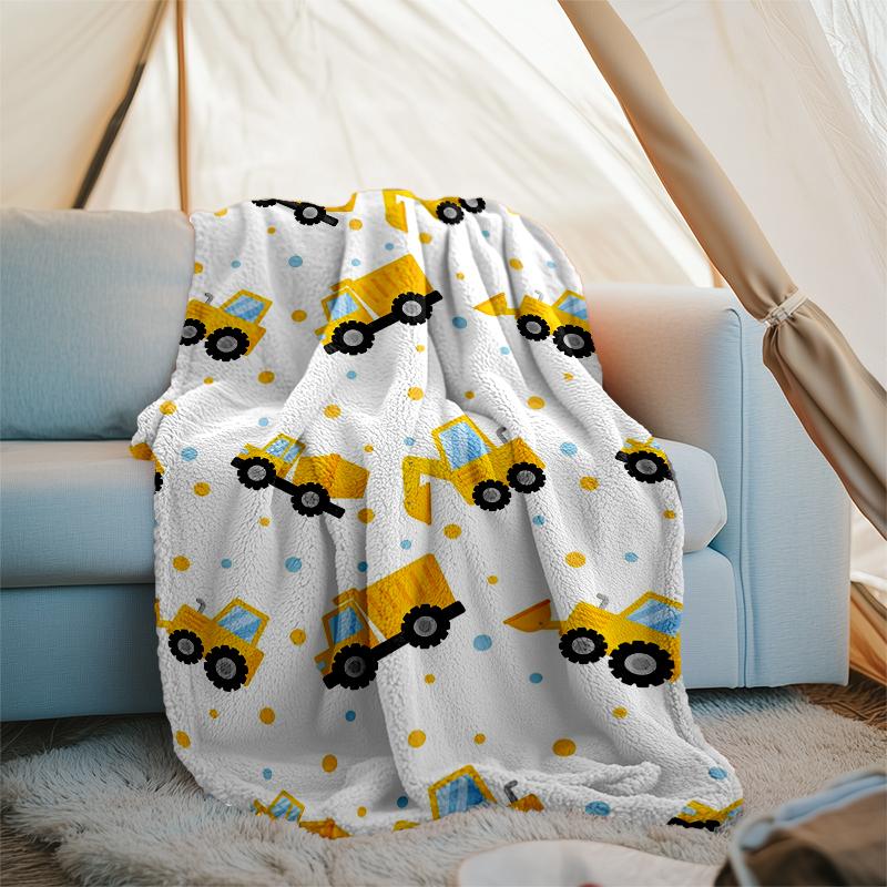 excavator Theme Printed Blanket - Perfect for Couch, Bed, Travel & Outdoor Use | Machine Washable, Cozy & Durable.