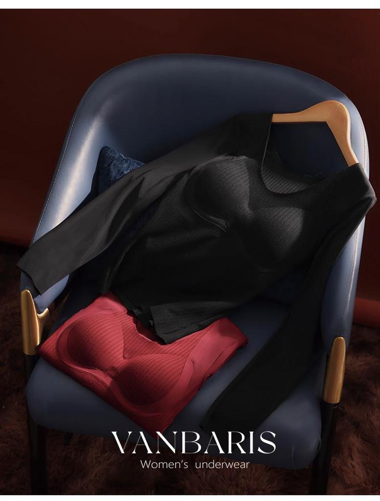 VANBARIS Women's Plus Size Warm Fleece Base Layer Top with Chest Pads