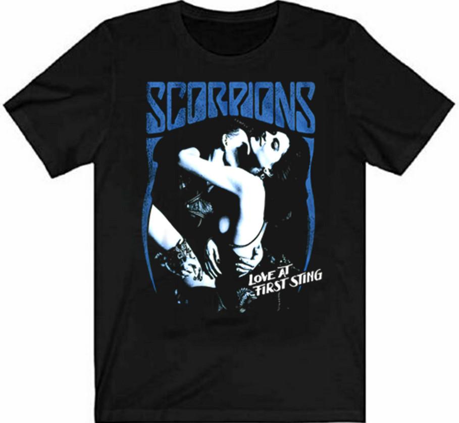 Unisex Cotton T-shirt Scorpions First Sting Black Adult T Shirt.