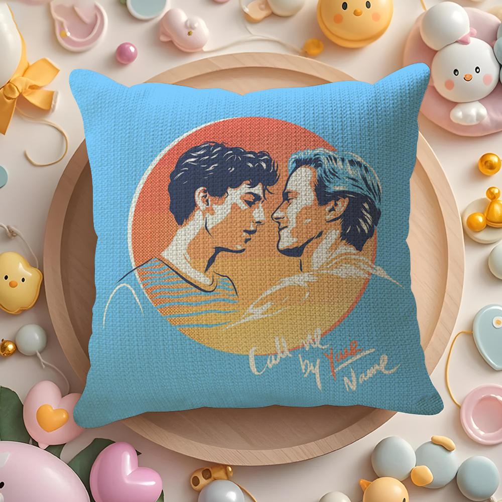 C-Call Me By Your Name Cushion Cover Summer Coolness Linen Fabric Double-Sided Printing Pillow Case Sofa Home Decor Gift