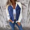 Fall Spring Women Jacket Colorblock Zipper Closure Long Sleeves Hooded Fake Chest Pocket Decor Lady Daily Wear Jacket