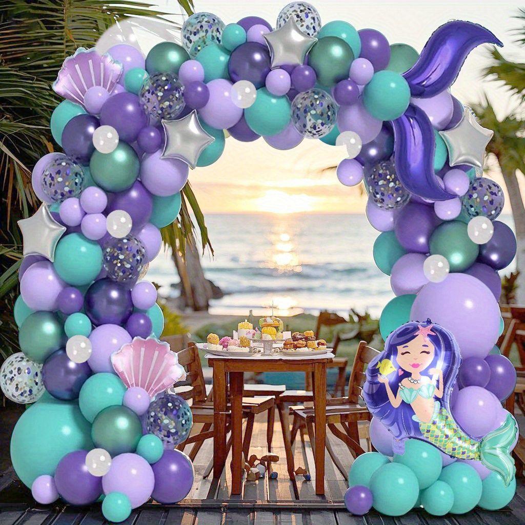 Mermaid-themed Balloon Set for Children and Girls, Birthday Party, Ocean, Cute Tail, Shell Decoration Scene