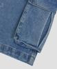 AGOD Bermuda Wide Single-Pleat Cargo Denim Shorts [Medium Blue]