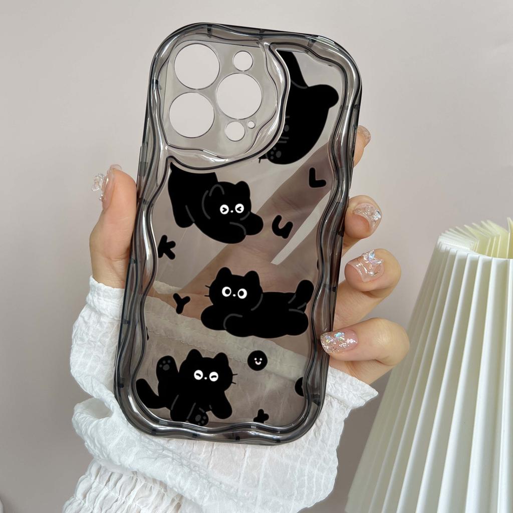 LZ11 Cat Cute Art Design Clear Soft Wave Phone Cases for iPhone 15 13 Pro Max 12 Mini 14 8 Plus XS Max XR 6 Protection Back Cover