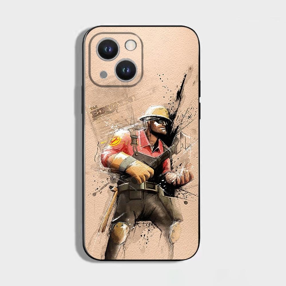 Чехол для телефона Team F-Fortress 2 Игра 1 Для iPhone 16 15 Plus 14 13 Pro Max 12 Mini 11 X XS XR 7 8 8Plus Черный Мягкий Чехол для телефона