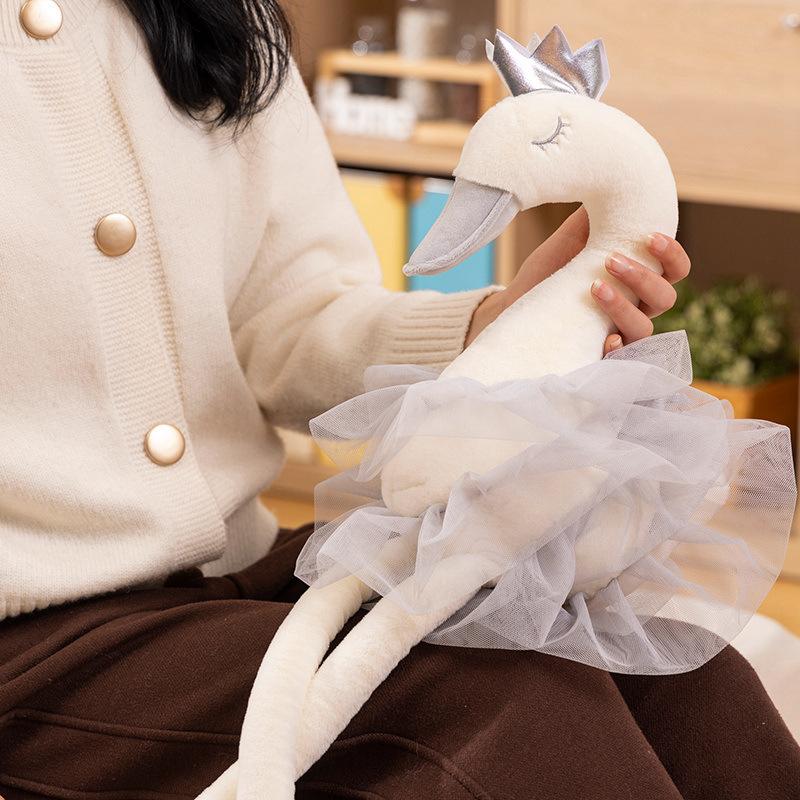 Crown Swan Doll Big White Goose Plush Toy Pink Flamingo Doll Sleeping Pillow Girl Gift
