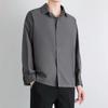 Men's Summer Ice Silk Long-Sleeve Black Drape Shirt - Wrinkle-Free, Loose, Casual, Handsome Gray Style
