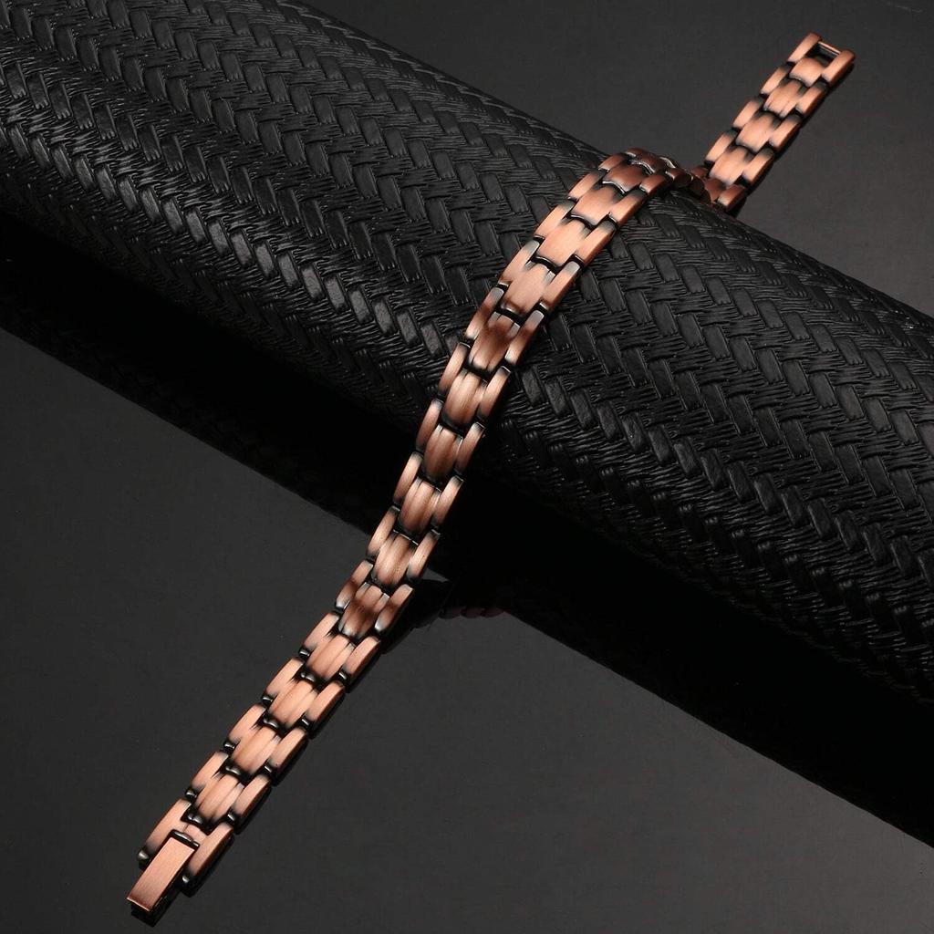 Preumium Pure Copper Bracelet for Men Women Double Row Magnetic Therapy Wristband Jewelry Gifts