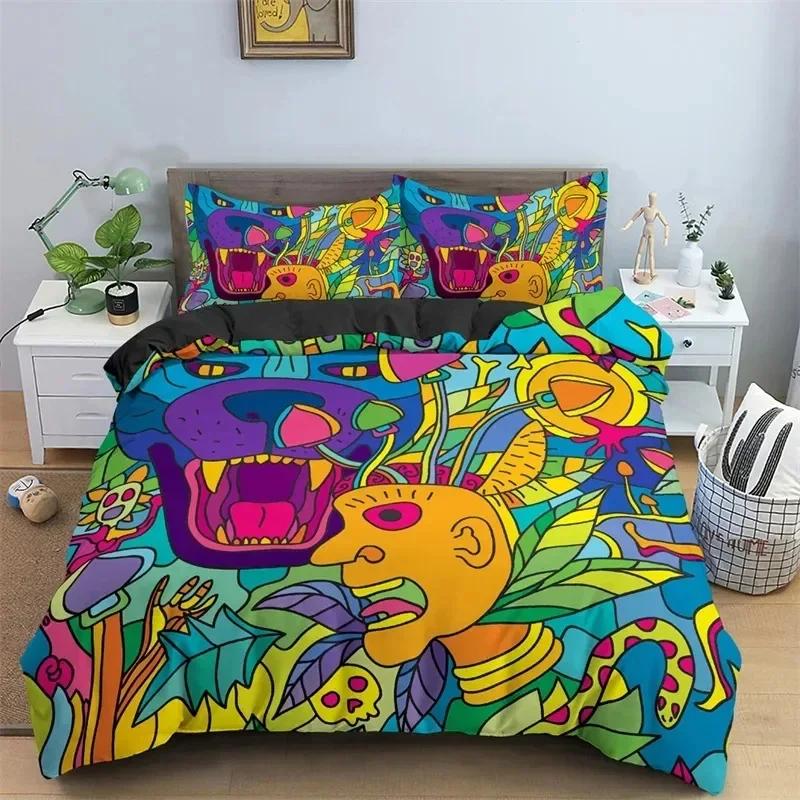 Abstract Human Face Mystic Artwork Graffiti 3D Duvet Cover Bedding Set Comforter Linen Pillowcases Home Decor Single Double Twin