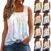 Женская мода повседневная плиссированная жилетка без рукавов с квадратным воротником и принтом летняя футболка