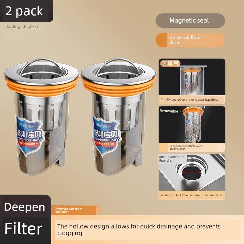 Universal Anti-Odor Core for Bathroom Floor Drains - Insect-Proof, Odor-Blocking, and Filtered Drain Cover