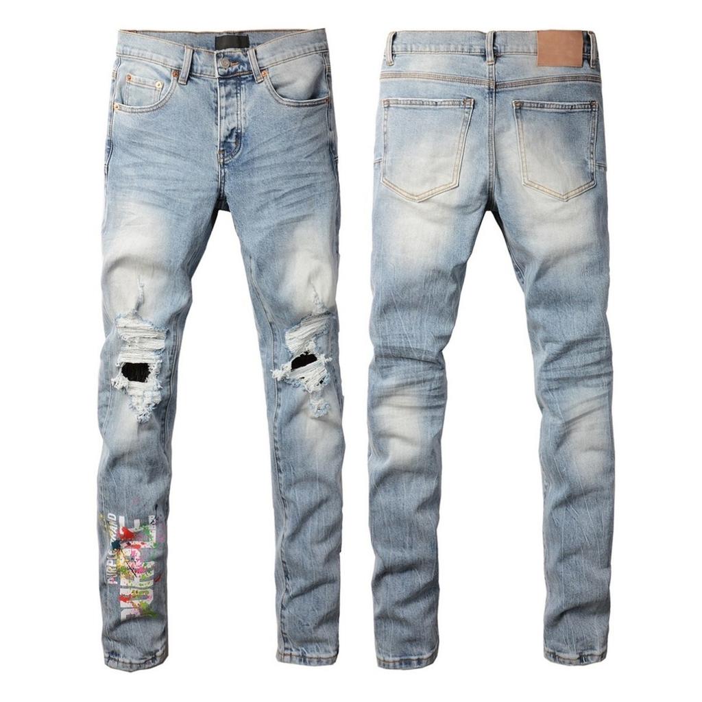 BeatStreet High Street Американские Мужские Джинсы с Эффектом Потертости Модный Бренд С Покрытием Однотонные Эластичные Скинни На Пуговицах Рваные Брюки