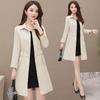 Women's Windbreaker Mid-length Spring and Autumn Solid Color Korean Version Slim Waist Tightening Large Size Slim Coat
