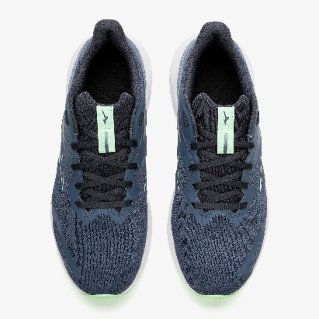 Mizuno Кроссовки Energy Runners для бега, джоггинга, тренировок, спорта, занятий в помещении, для повседневной носки, в школу, для физических упражнений, темно-синий x нео-мятный, размер 28,0 см, 3E