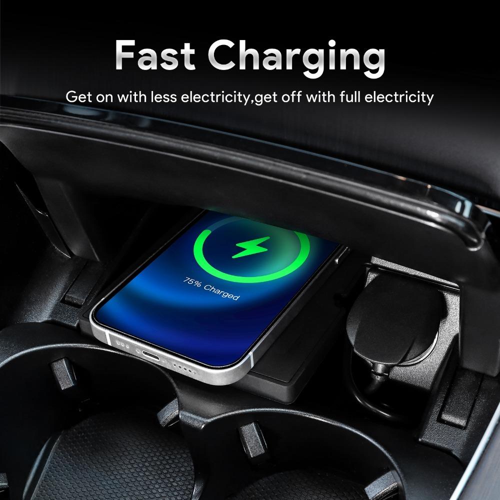 Car Wireless Charger Pad Stable Fast Charging For Mercedes-Benz GLC 2017-2022 Center Console Storage Box Decoration Accessories